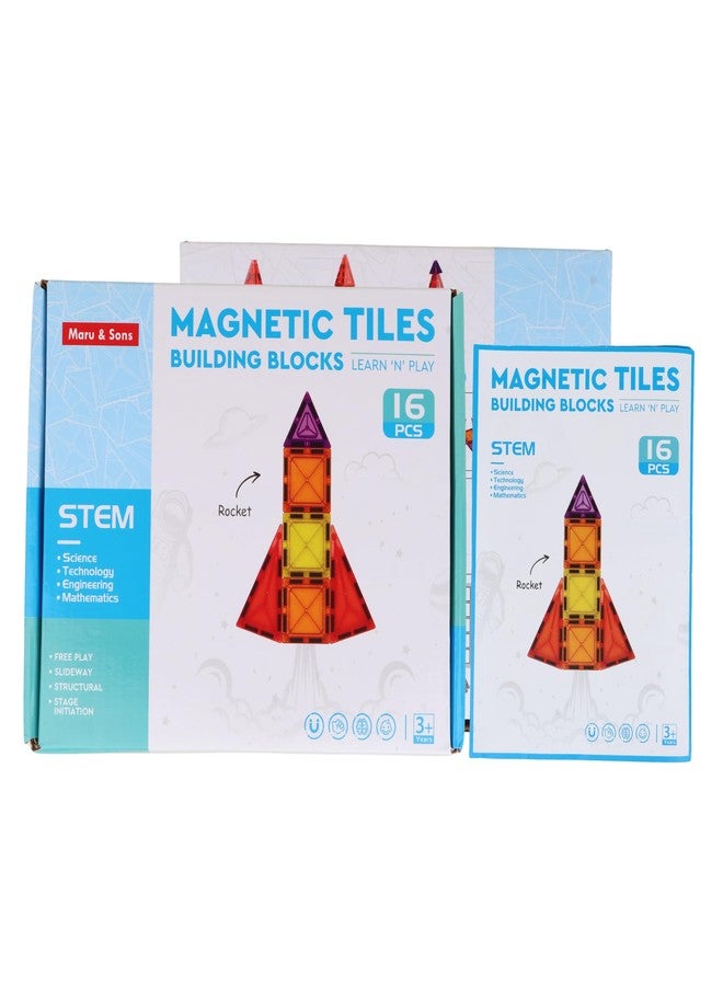 WireScorts® Magnetic Tiles for Kid, Magnetic Building Blocks for Kids 3 4 5 6 7 8 Years, Educational Learning Toys for 2 3 4 5 Year, Magnetic Toys for Kids, Learning Educational Brain Toys - 16 Pcs - Image 5